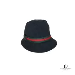 Pre-loved Gucci Sherryline Ophidia black bucket hat with cashmere and wool lining, size L, front view – secondhand designer, NZ
