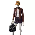 Furla black leather mini handbag with fur details, view 13