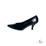 Wacoal black leather low-heeled pumps, size US 5, new without tag, view 4