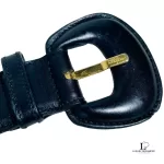Salvatore Ferragamo black leather belt with gold detail, size 75, view 3