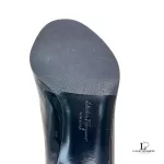 Salvatore Ferragamo black patent leather open-toe heels, size US 5.5, view 6
