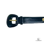 Salvatore Ferragamo black leather belt with gold detail, size 75, view 5