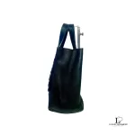 Furla black leather mini handbag with fur details, view 4