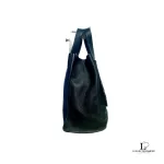Furla black leather mini handbag with fur details, view 5