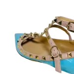 Valentino Garavani Rockstud sky blue patent leather pointed-toe flats, size 37.5, view 3