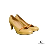 Pre-loved Anteprima nude leather platform pumps, size 34.5, front view – secondhand designer, NZ