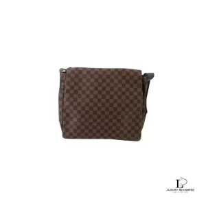 Pre-loved Louis Vuitton Damier Ebene Bastille crossbody messenger bag, front view – secondhand designer, NZ