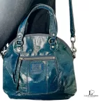 Coach Poppy blue green patent leather two-way handbag, view 24