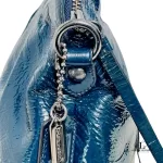 Coach Poppy blue green patent leather two-way handbag, view 9
