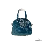 Coach Poppy blue green patent leather two-way handbag, view 4