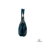 Coach Poppy blue green patent leather two-way handbag, view 5