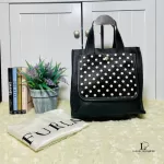 Furla black leather mini handbag with fur details, view 2