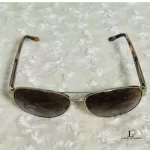 Burberry aviator sunglasses with gold frame and brown lenses, view 4