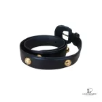 Salvatore Ferragamo black leather belt with gold detail, size 75, view 2
