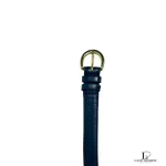 Coach navy blue cowhide leather dress belt with brass buckle, size M, view 2