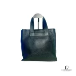 Furla black leather mini handbag with fur details, view 3
