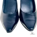 Wacoal black leather low-heeled pumps, size US 5, new without tag, view 7