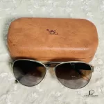 Burberry aviator sunglasses with gold frame and brown lenses, view 3