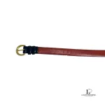 Coach navy blue cowhide leather dress belt with brass buckle, size M, view 3