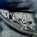 Furla black leather mini handbag with fur details, view 10