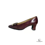 Yves Saint Laurent mahogany brown leather low-heel pumps, size 35.5, view 6
