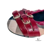 Burberry Falcon checkered maroon, brown and beige ballet shoes, size 37, view 5