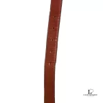 Coach navy blue cowhide leather dress belt with brass buckle, size M, view 4