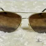 Burberry aviator sunglasses with gold frame and brown lenses, view 6