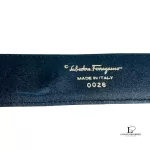 Salvatore Ferragamo black leather belt with gold detail, size 75, view 10