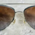 Burberry aviator sunglasses with gold frame and brown lenses, view 8