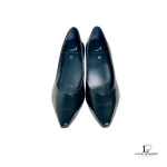 Wacoal black leather low-heeled pumps, size US 5, new without tag, view 3