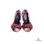 Burberry Falcon checkered maroon, brown and beige ballet shoes, size 37, view 3