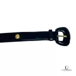 Salvatore Ferragamo black leather belt with gold detail, size 75, view 6