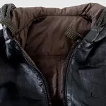 Emporio Armani men's reversible black and khaki sheepskin hoodie, size S, view 5