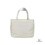 Pre-loved Furla cream moc croc small leather handbag, front view – secondhand designer, NZ