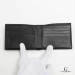 Balenciaga men's black leather compact wallet, view 3
