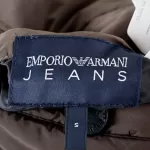Emporio Armani men's reversible black and khaki sheepskin hoodie, size S, view 7