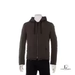 Emporio Armani men's reversible black and khaki sheepskin hoodie, size S, view 2