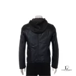 Emporio Armani men's reversible black and khaki sheepskin hoodie, size S, view 3