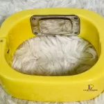 Furla yellow acrylic watch bangle with cream dial, view 5
