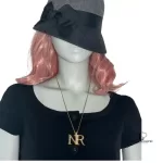 Nina Ricci NR initials gold necklace with gems, view 5