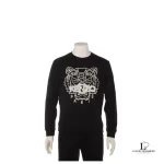 Pre-loved Kenzo men's black cotton knitted pullover, size S, front view – secondhand designer, NZ