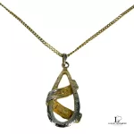 Pierre Cardin gold teardrop necklace with gems, view 4