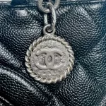 Chanel Medallion black caviar leather tote bag, view 19