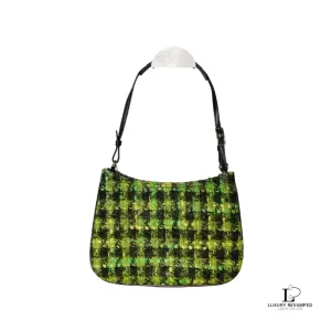 Pre-loved Coach wool and mohair mini shoulder bag with matching pouch, front view – secondhand designer, NZ