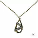 Pierre Cardin gold teardrop necklace with gems, view 3