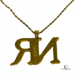 Nina Ricci NR initials gold necklace with gems, view 3