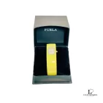 Furla yellow acrylic watch bangle with cream dial, view 2