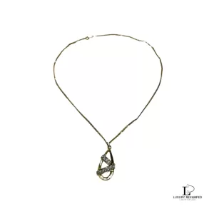 Pre-loved Pierre Cardin gold teardrop necklace with gems, front view – secondhand designer, NZ
