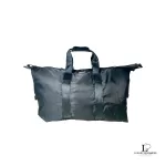 Pre-loved Gucci black nylon weekend travel bag, front view – secondhand designer, NZ